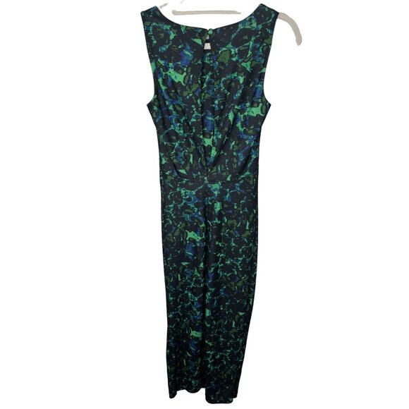 H&M Green Blue Print Sheath Midi Dress XS (2) Sleeveless - Picture 2 of 15